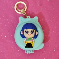 KPop Demon Hunters Huntrix Girls Zoey Portable Foldable Hairbrush Keychain w Mirror