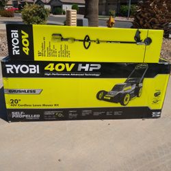 Ryobi 40v Self Propelled Mower And Trimmer Kit 