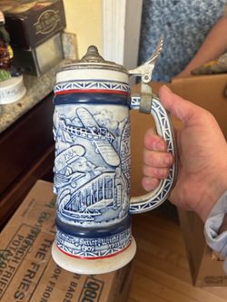 Aviation History Ceramic Beer Stein with Lid