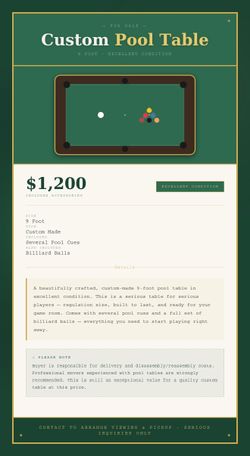 9 ft pool table with pool sticks