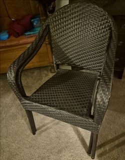 2 Faux wicker patio chairs