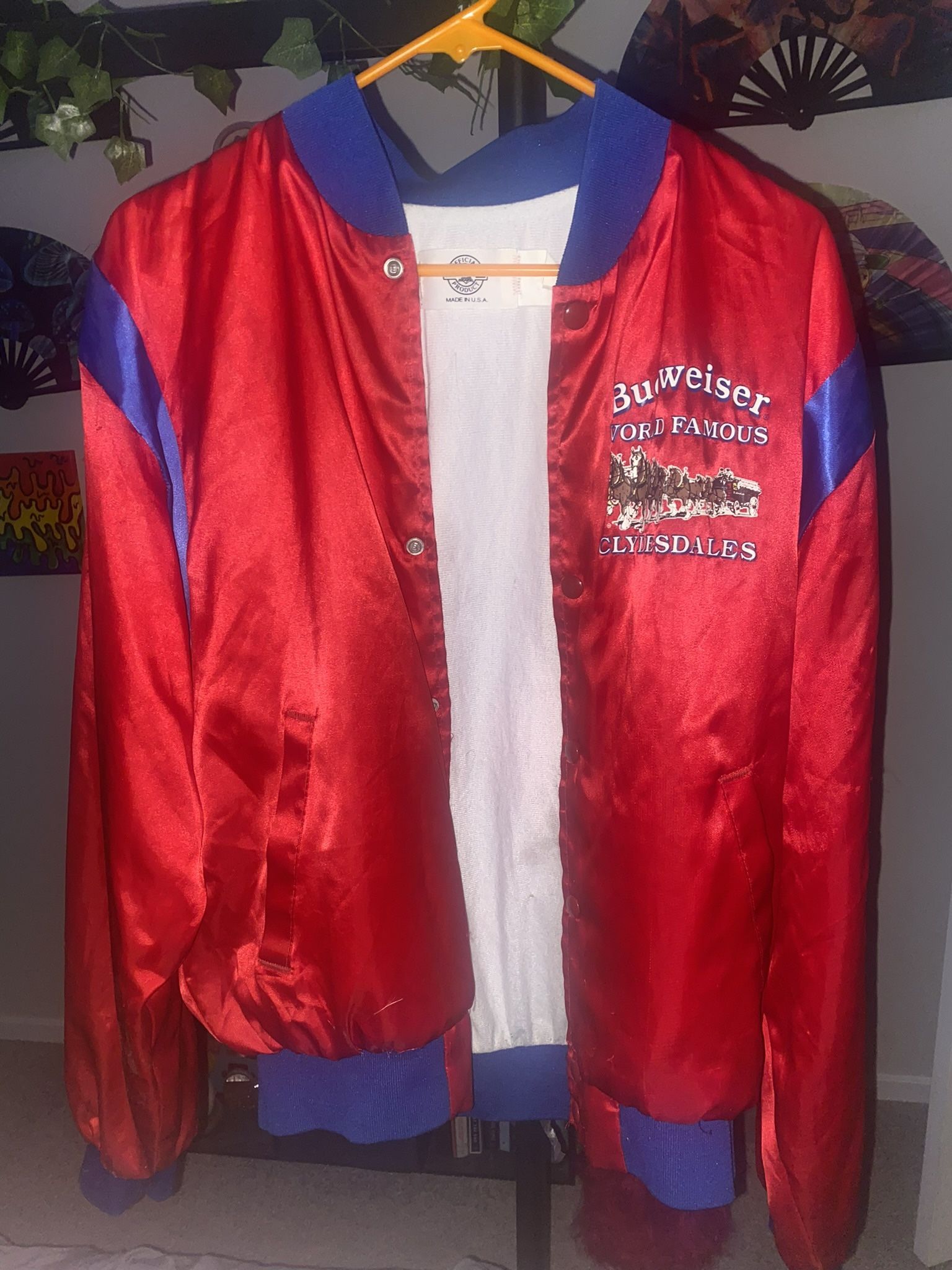 Budweiser World Famous Clydesdales Satin Jacket Vintage