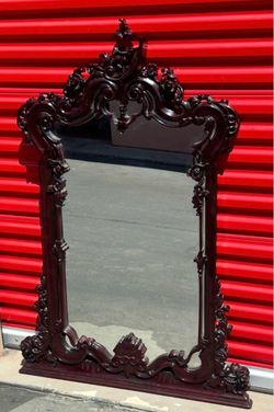 Large Baroque Ornate Wall Mirror Dark Mahogany