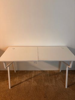 White Desk with Cable Management Grommets