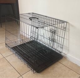 Moving Sale: 30 inch Double Door Dog Crate w/Divider for Puppy, Collapsible Metal Dog Kennel with Removable Tray, Portable Travel Cage, Black