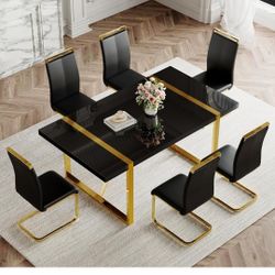 Classes Dining Table With 6 leather Chairs 