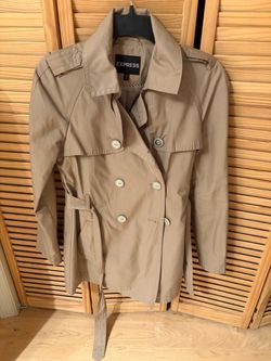 Express Khaki Double-Breasted Trench Coat