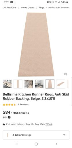 Bellisima kitchen runner rug, anti skid rubber backing, beige 2'2x10'0 Thumbnail