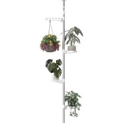 Adjustable Tension Pole Plant Stand w/ Shelves & Hooks