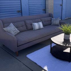 Modern Gray West Elm Sofa - Clean, Comfortable, Ready for Pickup or Free Delivery