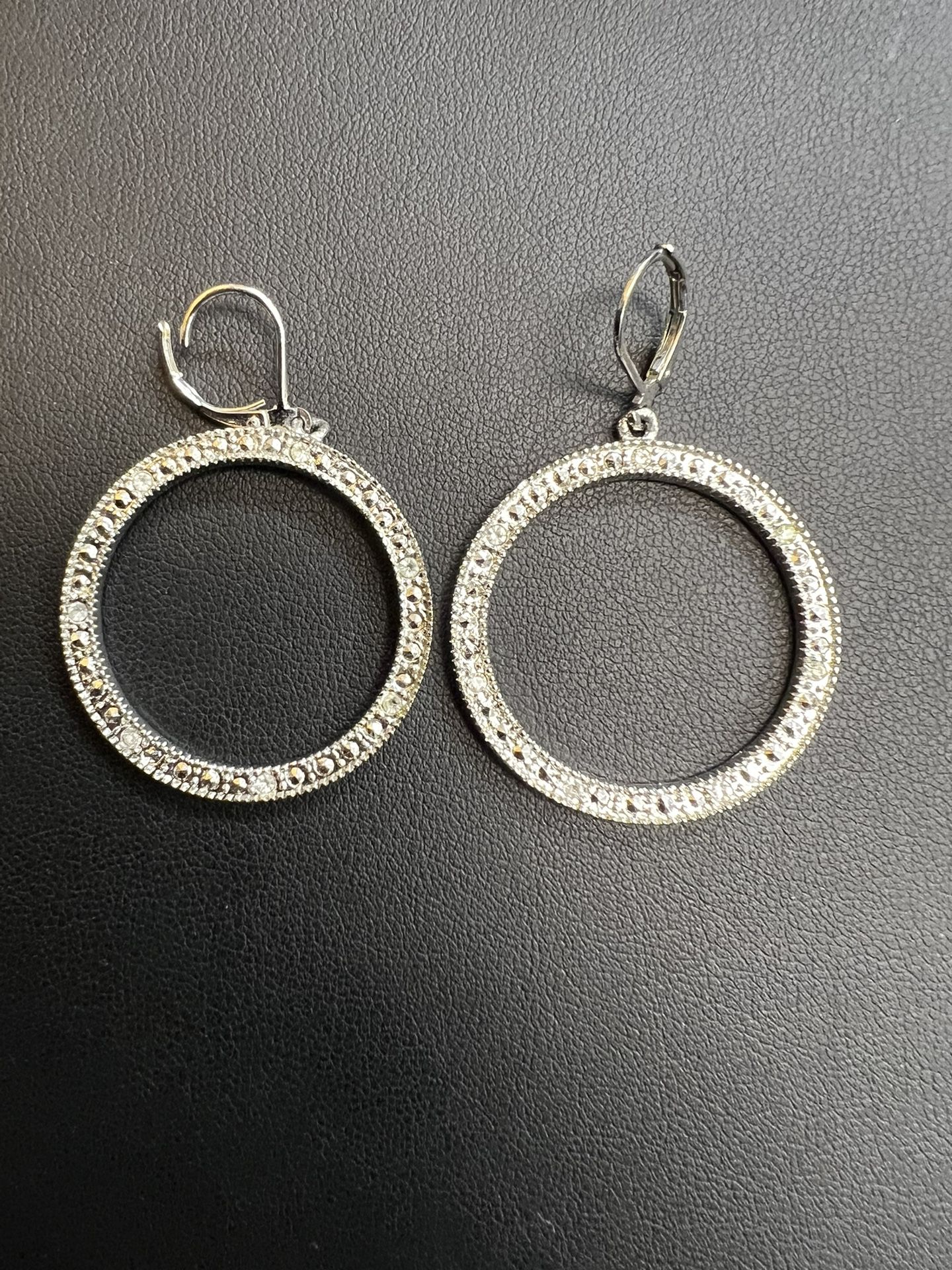 White rhinestone circle earrings