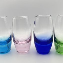 Vintage Set of 4 Colored Shot Liqueur Glasses