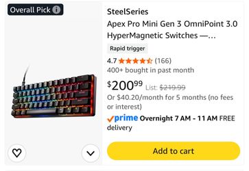 SteelSeries Apex Pro Mini Gen 3 Gaming Keyboard