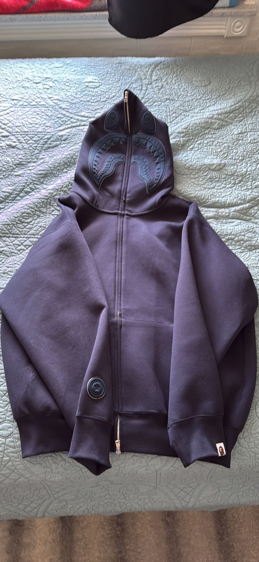 LINE CAMO SHARK FULL ZIP MIDNIGHT BLUE BAPE HOODIE