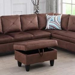 BRAND NEW 3 PIECES SECTIONAL COUCH WITH OTTOMAN INCLUDED