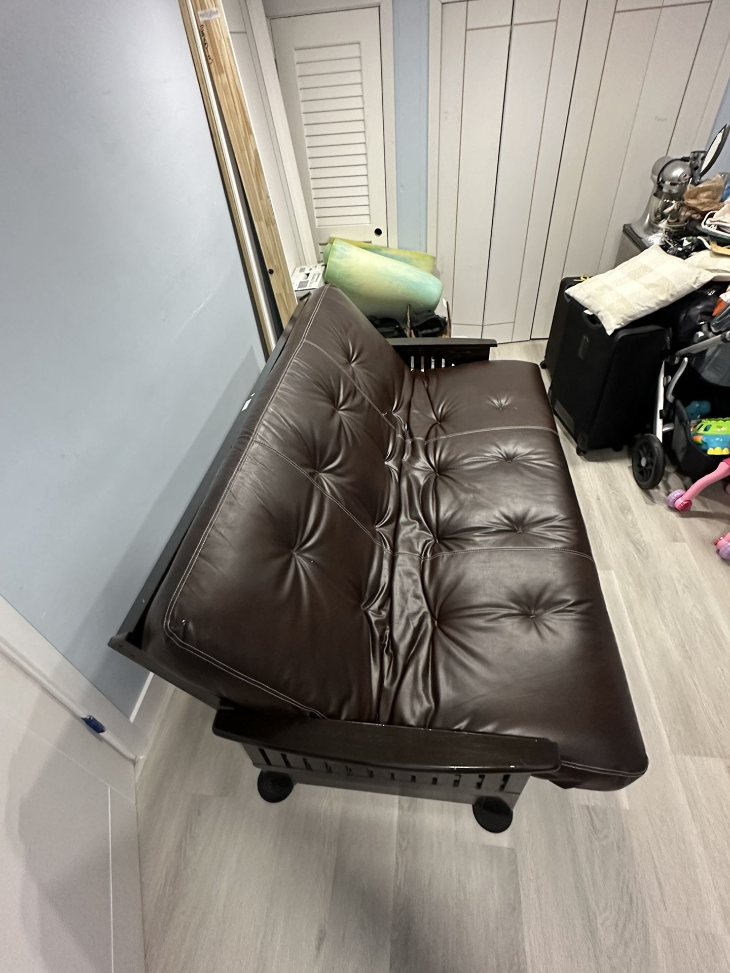 Leather Futon Couch And Mattress From Wayfair