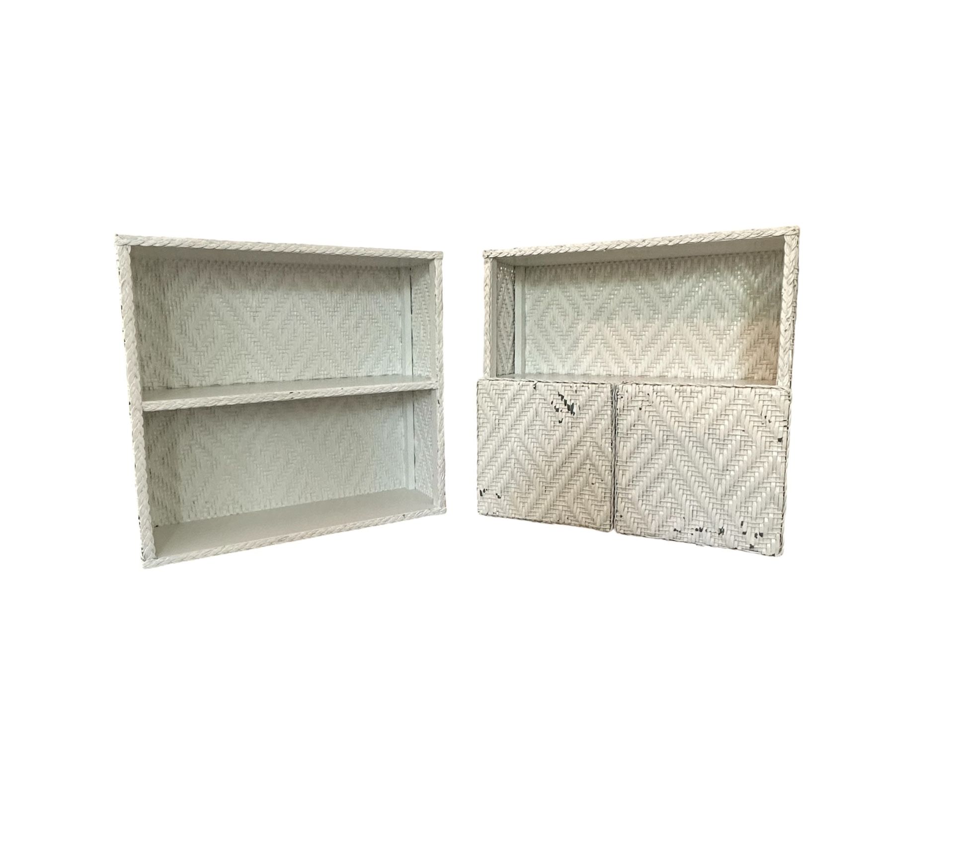 Vintage Painted Wicker Wall Shelves
