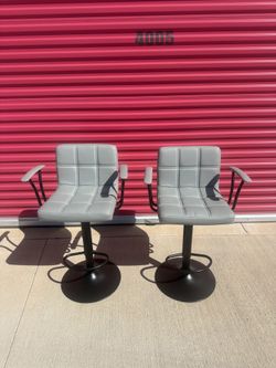 Gray Faux Leather Barstools