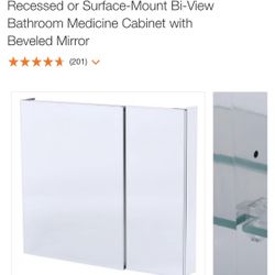 HIGHLY RATED Pegasus - 36 in. W x 30 in. H Frameless Recessed or Surface Mount Bi-View Bathroom Medicine Cabinet with Beveled Mirror