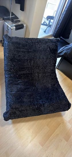 Black Faux Fur Togo Style Fireside Chair