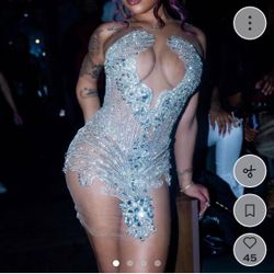 Silver Hand Made Sparkle Dress