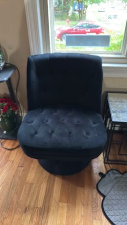 2 swivel chairs black plus small ottoman
