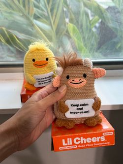 Lil Cheers Duck and cow, Uplifting Easter Plush Toy with Positive Message, Cute Gifts