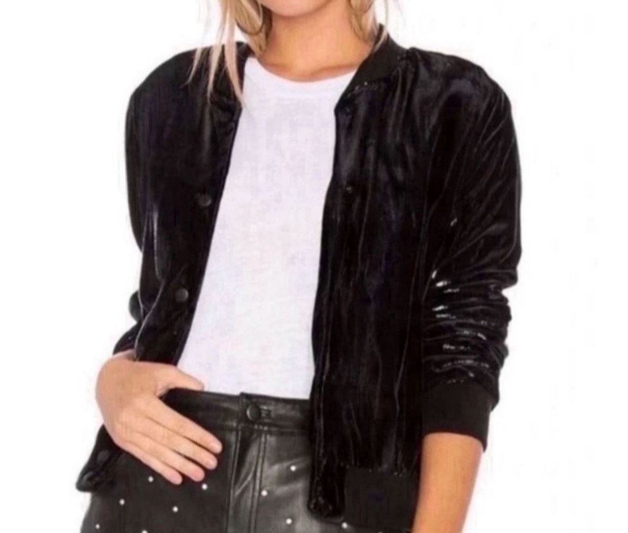 Bailey 44 Women’s “Rite of Night” Black Velvet Bomber Jacket In Excellent Condition