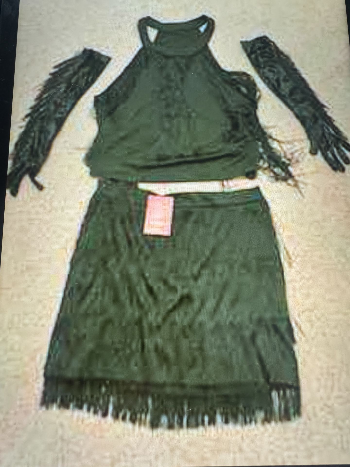 New Large Black Fringe Flapper Western Festival Rave Boho Costume Dress Skirt Outfit 