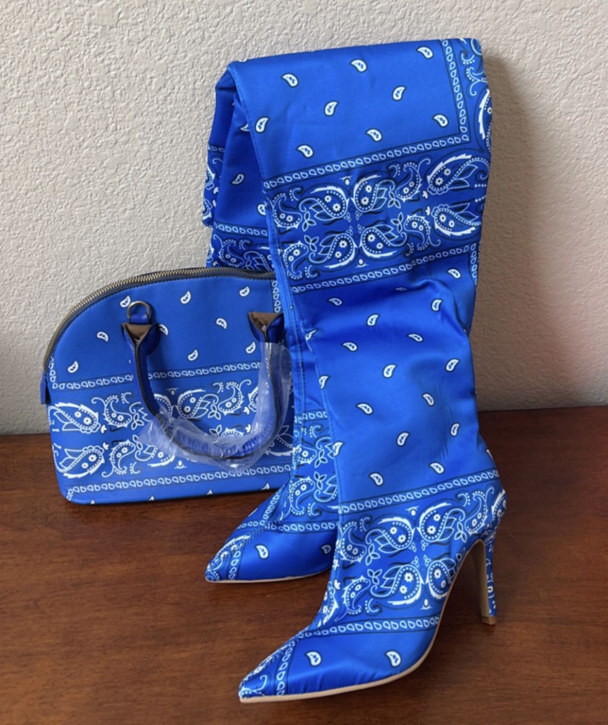 Blue Bandana Thigh High Boot Stilettos for Sale in Las Vegas NV OfferUp