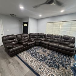 Brown Leather Sectional Couch