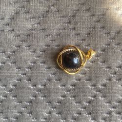 Black Akoya Pearl Pendant Set In Gold Plated 
