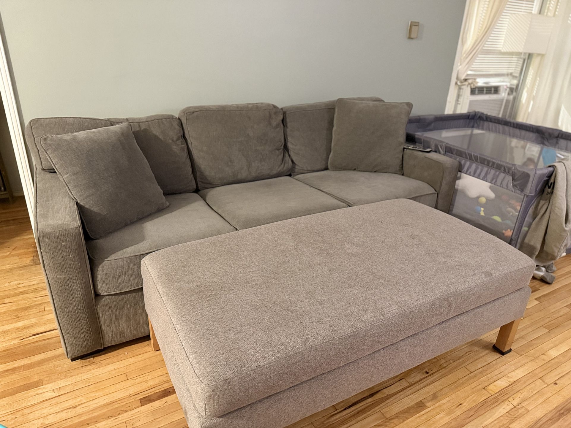 Modern Gray Sofa with Ottoman,New Products : American Fashion Style Bags On Sale