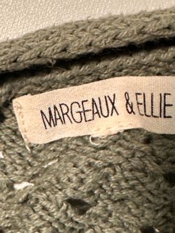 Margeaux & Ellie Open-Knit Crochet Cardigan — Olive Green — Button Front