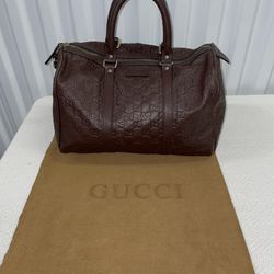 Gucci Purse/Bag Maroon Leather W/ Duster Drawstring Clothe! Clean! 