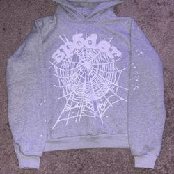 grey and white spider hoodie lmk