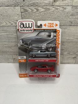 Auto World Gray / Black ‘1966 Pontiac GTO / Red ‘1994 Pontiac Firebird T/A • Die Cast Metal • Made in China