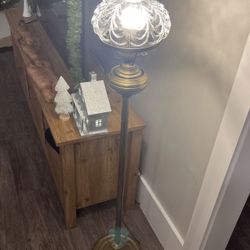 Antique Brass Lamp With Crystal