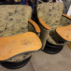 Two School Chairs With Fold Out Top