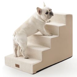 Dog Stairs for Small Dogs, 5 Tier Wider Pet Stairs for High Beds, 23.6" H Non-Slip Dog Steps for Old Cats, Puppies, Small Medium Dogs, 19.7x29.5x23.6 