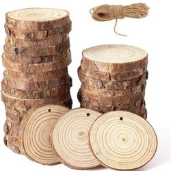 30pcs 2.4"-2.8" Natural Wood Slices Craft Wood Centerpiece Unfinished Predrilled Wooden Circles Great for Arts and Crafts Christmas Ornaments DIY Craf