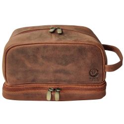 Leather Toiletry Bag Shaving Dopp Kit Travel Case