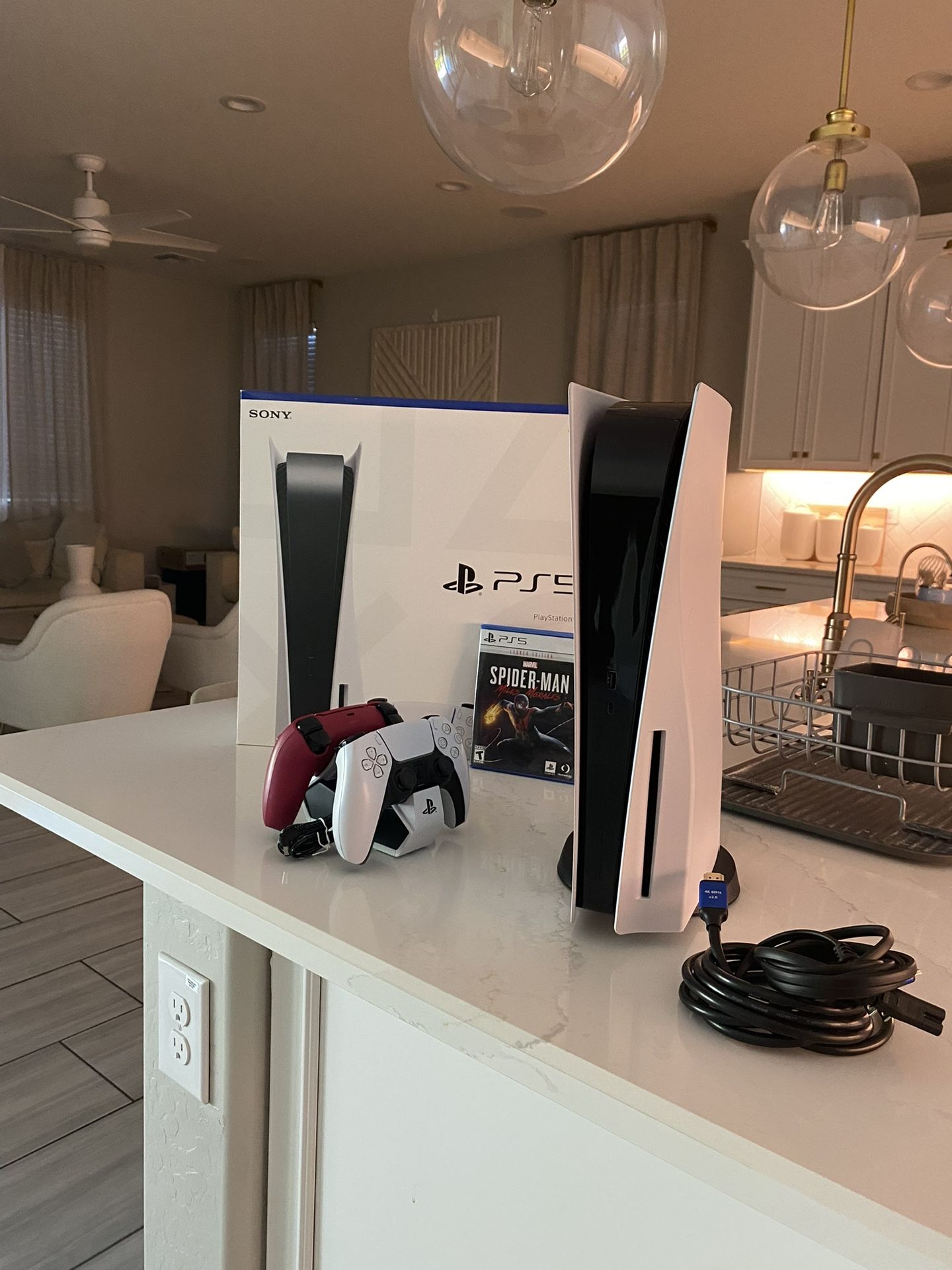 Ps5 For Sale With Box 2 Controllers And Charging Station And Spider Man Miles Morales