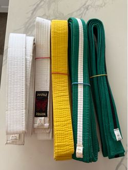 Double Dragon Martial Arts Belts - White, Yellow, Green 5 Youth Karate Belts
