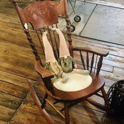 Professionally Reupholstered Antique Rocking Chair