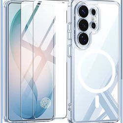 Magnetic for Samsung Galaxy S26 Ultra Case with Screen Protector 2X,Compatible with MagSafe,Phone Case Slim Hard PC Silicone Bumper Shockproof Protect