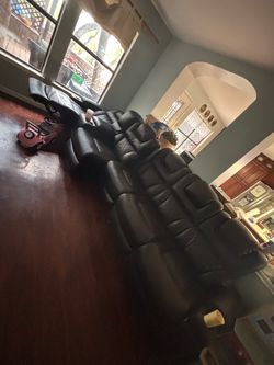Brown leather couch