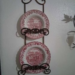 Antique Wall Decor /Plates On Rack 