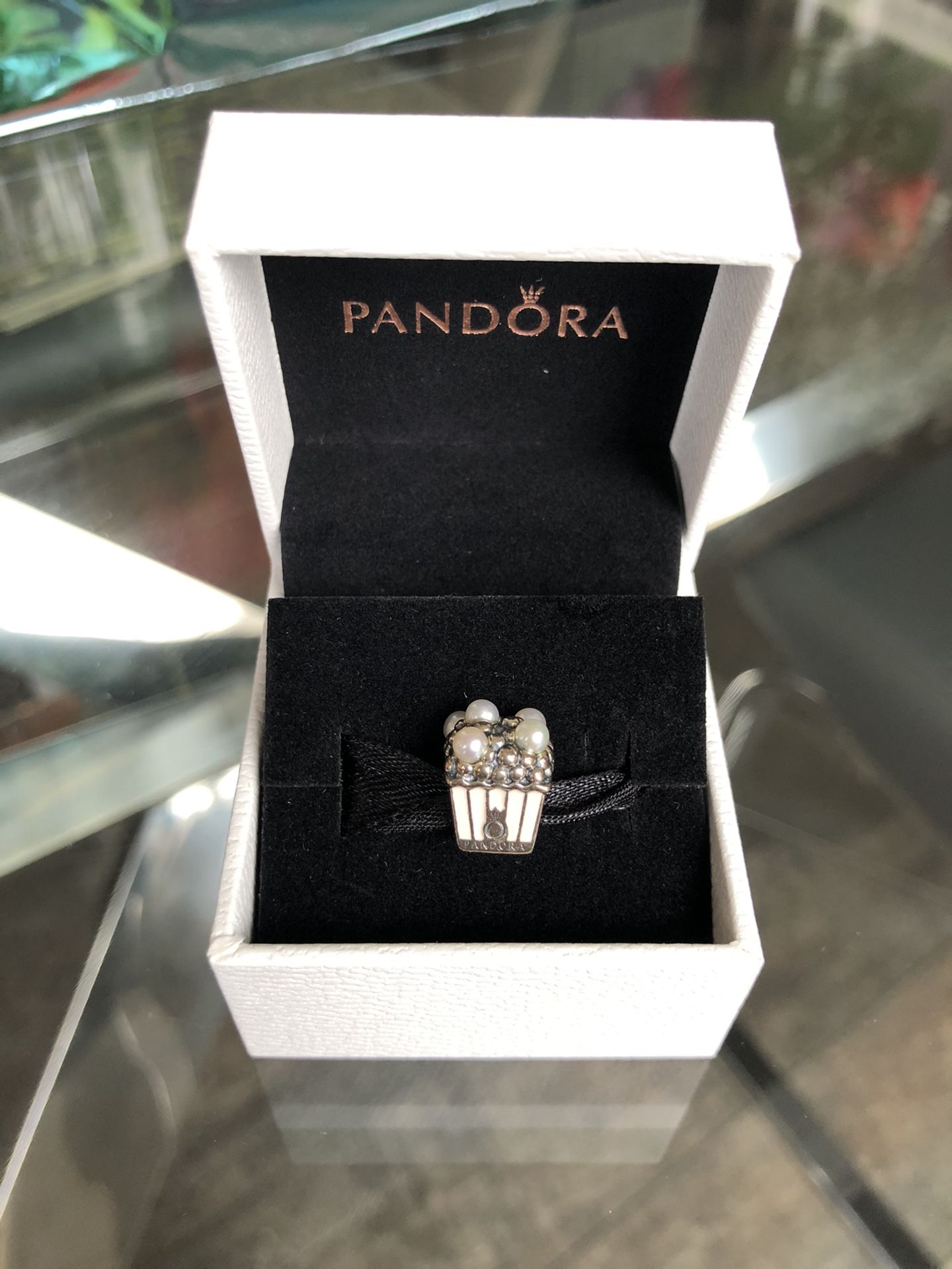 Pandora Jewelry Delicious Popcorn Crystal Pearl Charm in Sterling Silver