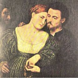 Original Vintage Fine Art USA Print 1930’s Italy Artist PARIS BORDONE The Lovers Printed Antique Collectible Italian High Renaissance